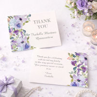 Elegante Quinceañera Horizontal Floral Azul Lila