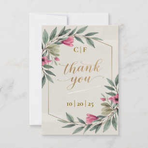 Tarjeta De Agradecimiento Elegante Rama de Olivo Personalizada Boda de agrad