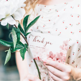 Tarjeta De Agradecimiento Elegante rama Sakura boda primavera moderna