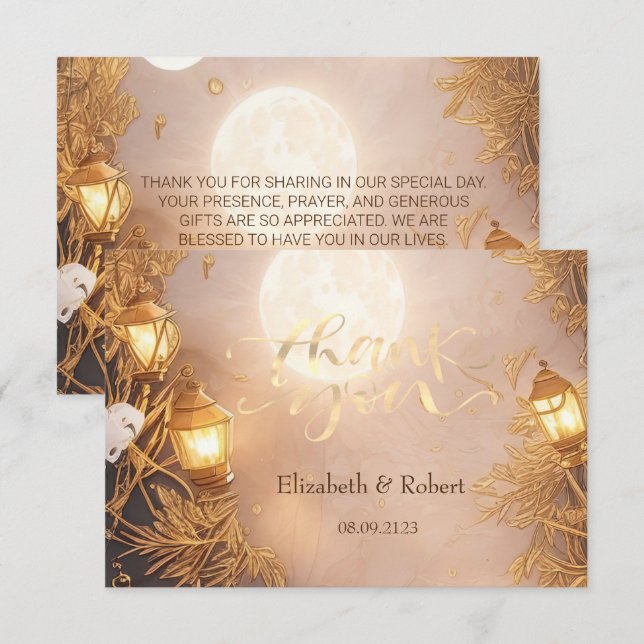 Tarjeta De Agradecimiento Elegante ramas Rústicas Linterna (Anverso / Reverso)