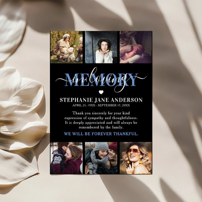 Tarjeta De Agradecimiento Elegante Recuerdo de Foto Collage en Memoria Queri (Subido por el creador)