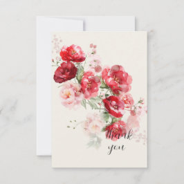 Tarjeta De Agradecimiento Elegante Red Floral Simple Crema Boda