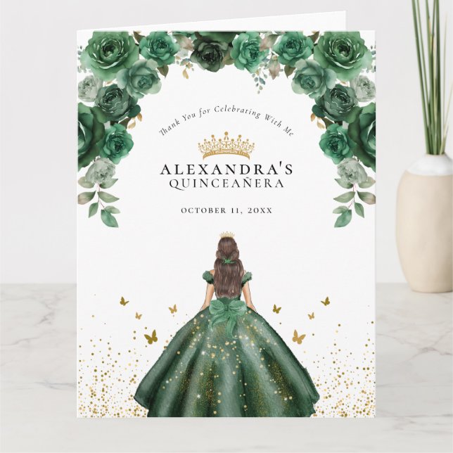 Tarjeta De Agradecimiento Elegante Relieve metalizado de Faux Florales de Es (Anverso)