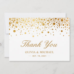Tarjeta De Agradecimiento Elegante Relieve metalizado dorado Faux Confetti D