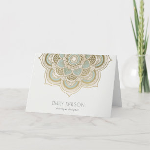 Tarjeta De Agradecimiento Elegante Relieve metalizado dorado Ornate Verde az