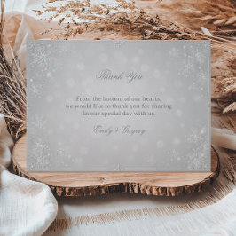 Tarjeta De Agradecimiento Elegante Resplandor Invernal de Nieve Plateada