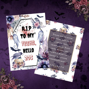 Tarjeta De Agradecimiento Elegante rip de halloween color agua 20 cumpleaños