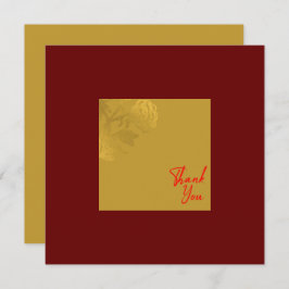 Tarjeta De Agradecimiento Elegante Rojo Real Flover Gold