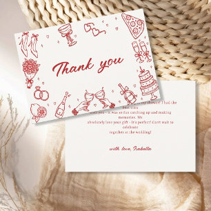 Tarjeta De Agradecimiento Elegante Rojo That's Amore Despedida de Soltera It