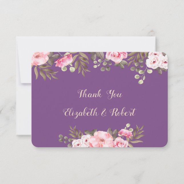 Tarjeta De Agradecimiento Elegante Romántica Floral de acuarela Gracias Tarj (Anverso)