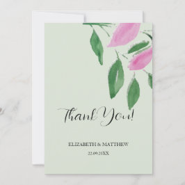 Tarjeta De Agradecimiento Elegante Romántico Flores Silvestres Rosa