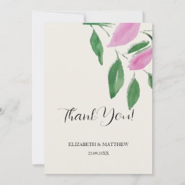 Tarjeta De Agradecimiento Elegante Romántico Flores Silvestres Rosa
