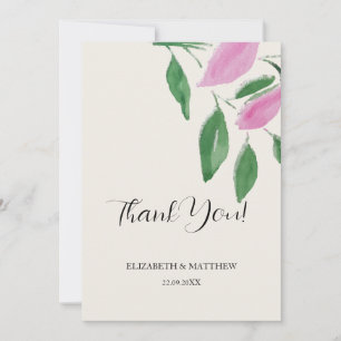 Tarjeta De Agradecimiento Elegante Romántico Flores Silvestres Rosa