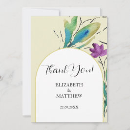Tarjeta De Agradecimiento Elegante Romántico Purple Wildflowers Watercolor A