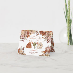 Tarjeta De Agradecimiento Elegante ropa de bebé en la cuerda en otoño Baby S