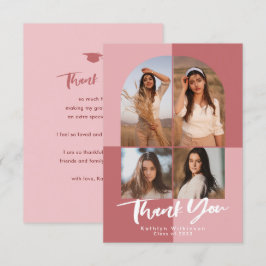Tarjeta De Agradecimiento Elegante Rosa Arco Rosa 4 Graduación de Foto
