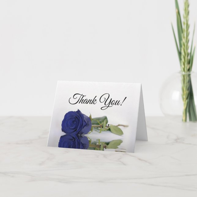 Tarjeta De Agradecimiento Elegante Rosa azul de la Marina Profunda Boda foto (Anverso)