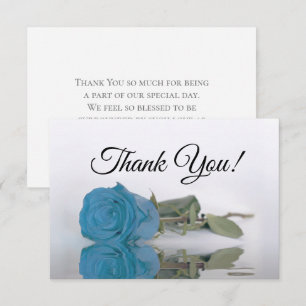 Tarjeta De Agradecimiento Elegante Rosa Azul Turquesa Boda Simple