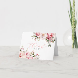 Tarjeta De Agradecimiento Elegante rosa bebé en flor niña baby shower doblad