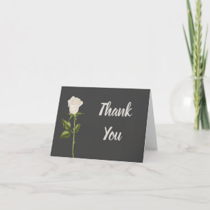 Tarjeta De Agradecimiento Elegante Rosa Blanca Gracias