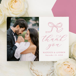 Tarjeta De Agradecimiento Elegante Rosa Boda de fotografía de vaca rosa