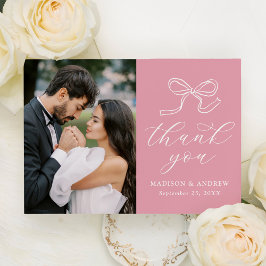 Tarjeta De Agradecimiento Elegante Rosa  Boda de fotografía rosa