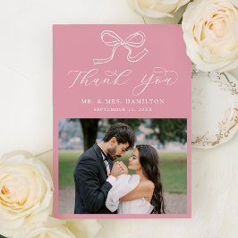 Tarjeta De Agradecimiento Elegante Rosa  Boda de fotografía rosa