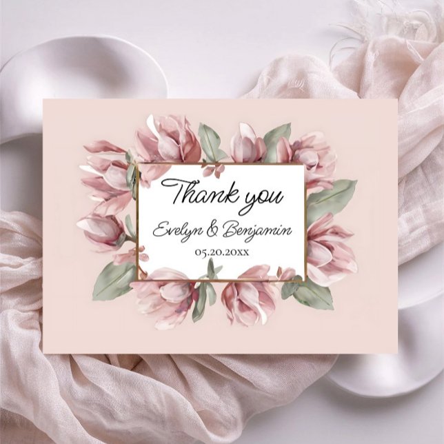 Tarjeta De Agradecimiento Elegante rosa  boda de rubor (Subido por el creador)