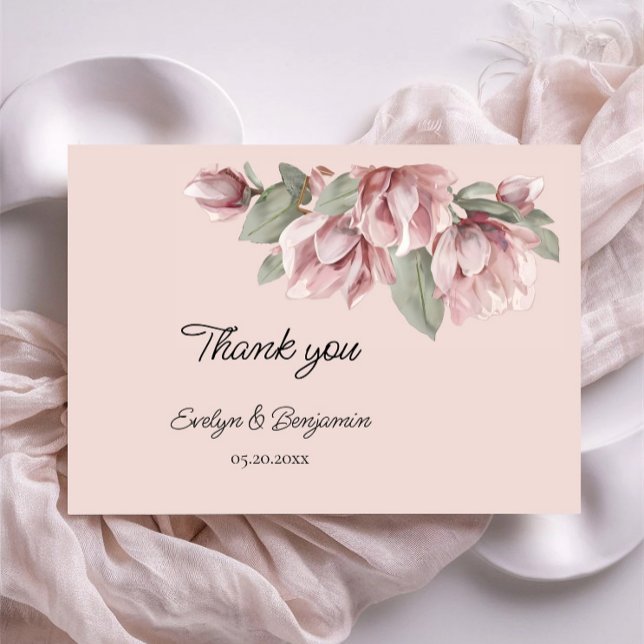Tarjeta De Agradecimiento Elegante rosa  boda de rubor (Subido por el creador)