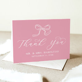 Tarjeta De Agradecimiento Elegante Rosa Boda rosado