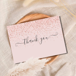 Tarjeta De Agradecimiento Elegante Rosa Claro Script Sencillo