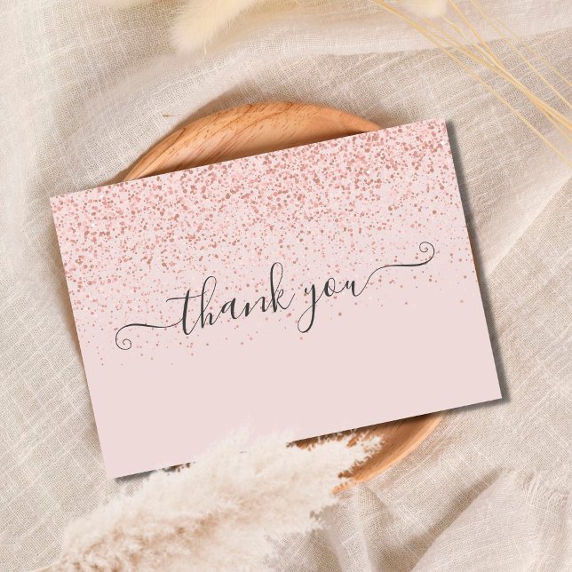 Tarjeta De Agradecimiento Elegante Rosa Claro Script Sencillo (Subido por el creador)