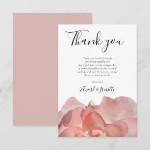 Tarjeta De Agradecimiento Elegante Rosa Coral Floral Boda 