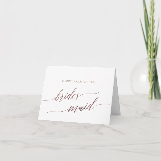 Tarjeta De Agradecimiento Elegante Rosa de caligrafía de oro (Anverso)