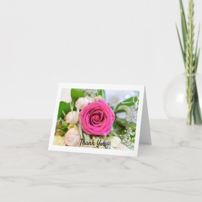 Tarjeta De Agradecimiento Elegante Rosa de jardín rosado Flor floral (Anverso)