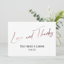 Tarjeta De Agradecimiento Elegante Rosa de la escritura a mano de oro Amor y