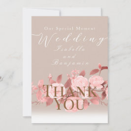 Tarjeta De Agradecimiento Elegante Rosa de Moda Boda