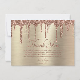 Tarjeta De Agradecimiento Elegante Rosa de oro Purpurina Drin Cumpleaños