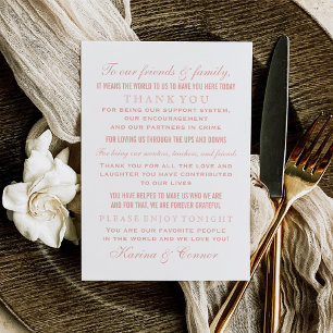 Tarjeta De Agradecimiento Elegante Rosa de oro y Boda blanco