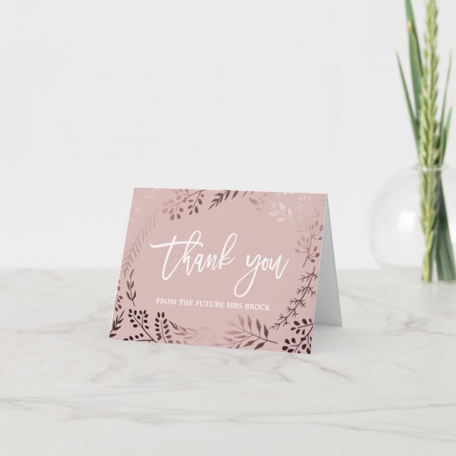 Tarjeta De Agradecimiento Elegante Rosa de oro y rosa Gracias (Anverso)