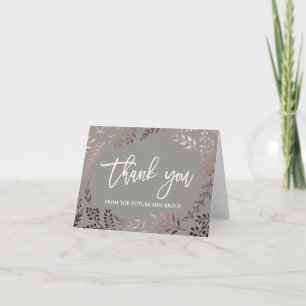Tarjeta De Agradecimiento Elegante Rosa Dorado y Gris Gracias