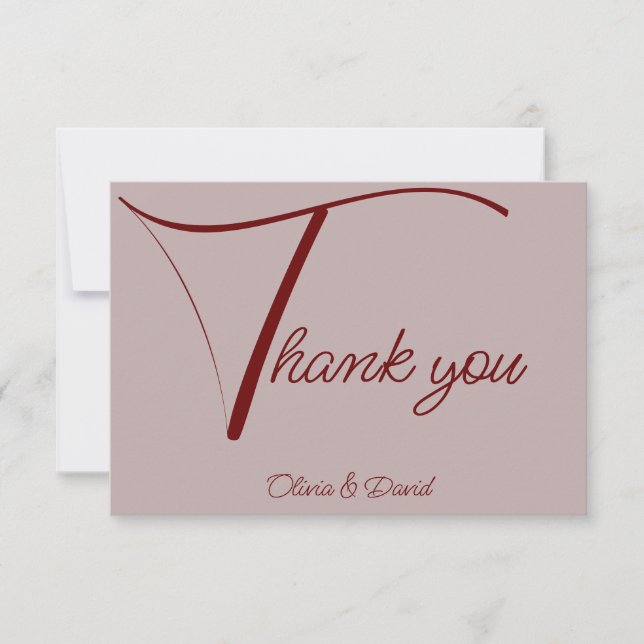 Tarjeta De Agradecimiento Elegante Rosa Dusty (Anverso)