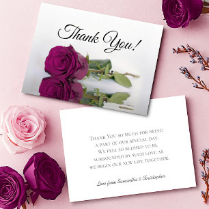 Tarjeta De Agradecimiento Elegante Rosa Espejada de Ciruela Magenta Simple B