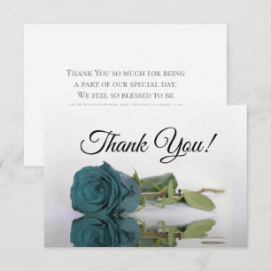 Tarjeta De Agradecimiento Elegante Rosa Espejada de Terciopelo Azul Simple B