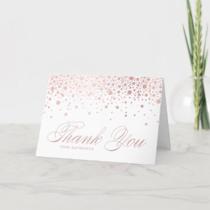 Tarjeta De Agradecimiento Elegante Rosa Faux Relieve metalizado dorado Confe