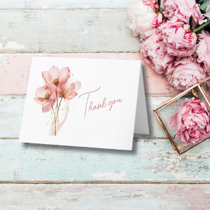 Tarjeta De Agradecimiento Elegante Rosa Floral Aquarela Despedida de Soltera