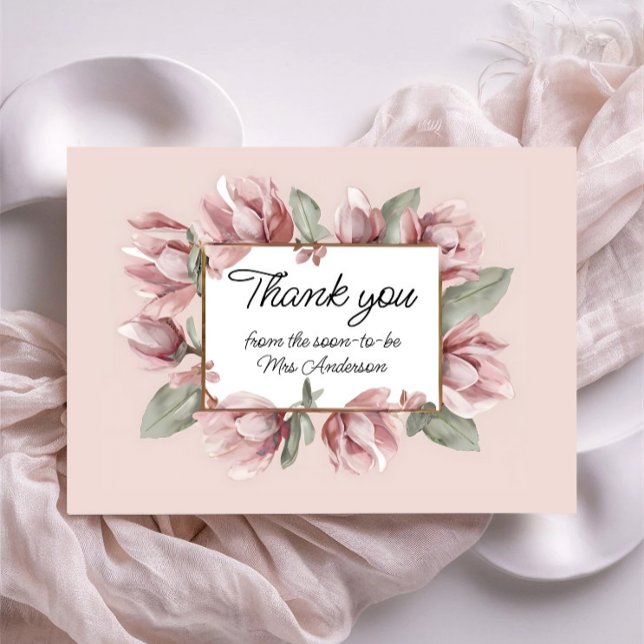 Tarjeta De Agradecimiento Elegante Rosa Floral Dusty Rubor (Subido por el creador)