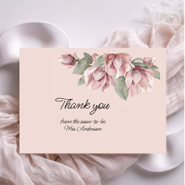 Tarjeta De Agradecimiento Elegante Rosa Floral Dusty Rubor