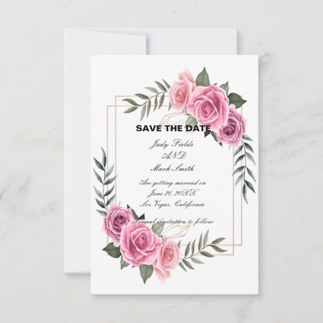 Tarjeta De Agradecimiento Elegante Rosa Geométrica Rosa Rosada Guardar La Ta (Anverso)