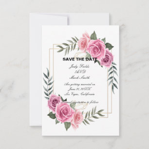 Tarjeta De Agradecimiento Elegante Rosa Geométrica Rosa Rosada Guardar La Ta